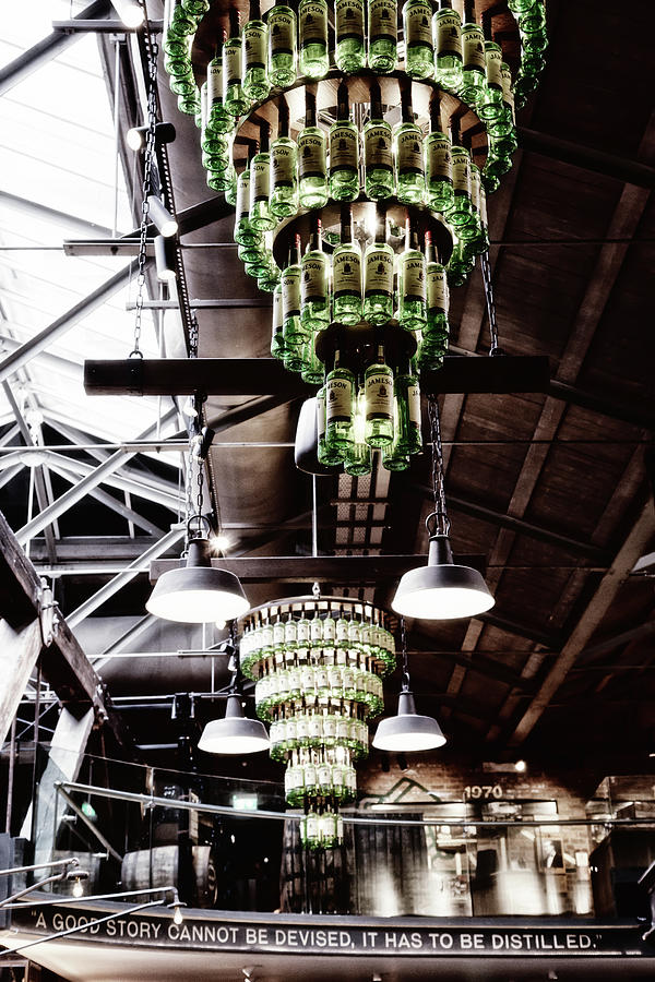 Whiskey Bottle Chandelier at the Jameson Distillery Photograph by Georgia Fowler