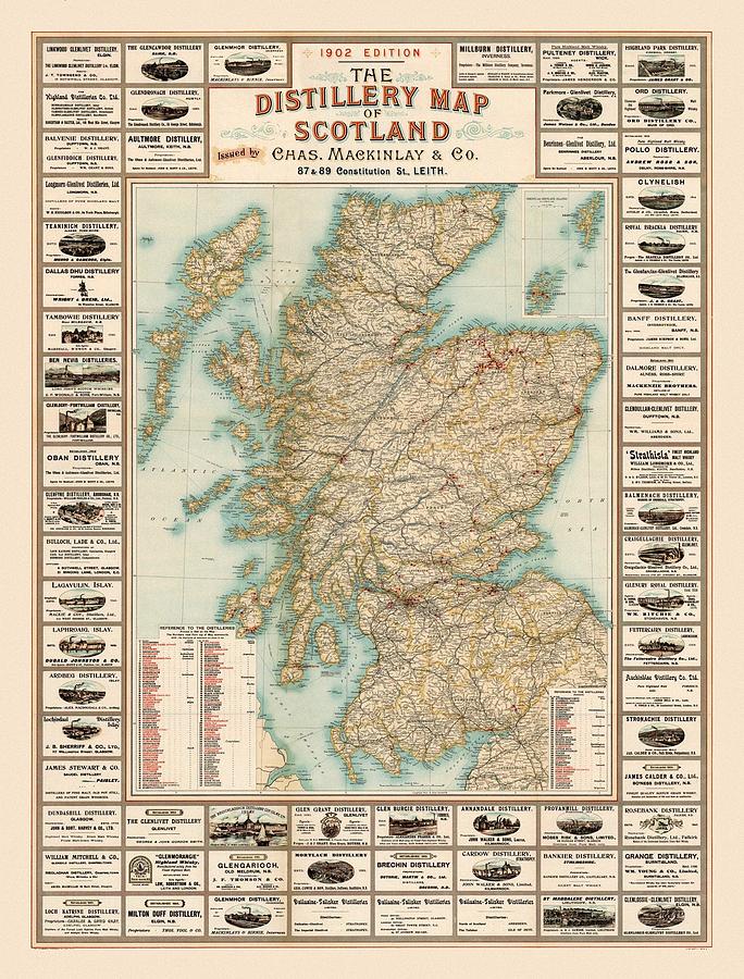 Scotch Whisky 1902 Distillery Map 