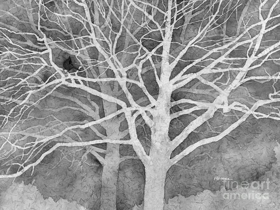 Trees Painting - Whisper in Black and White by Hailey E Herrera