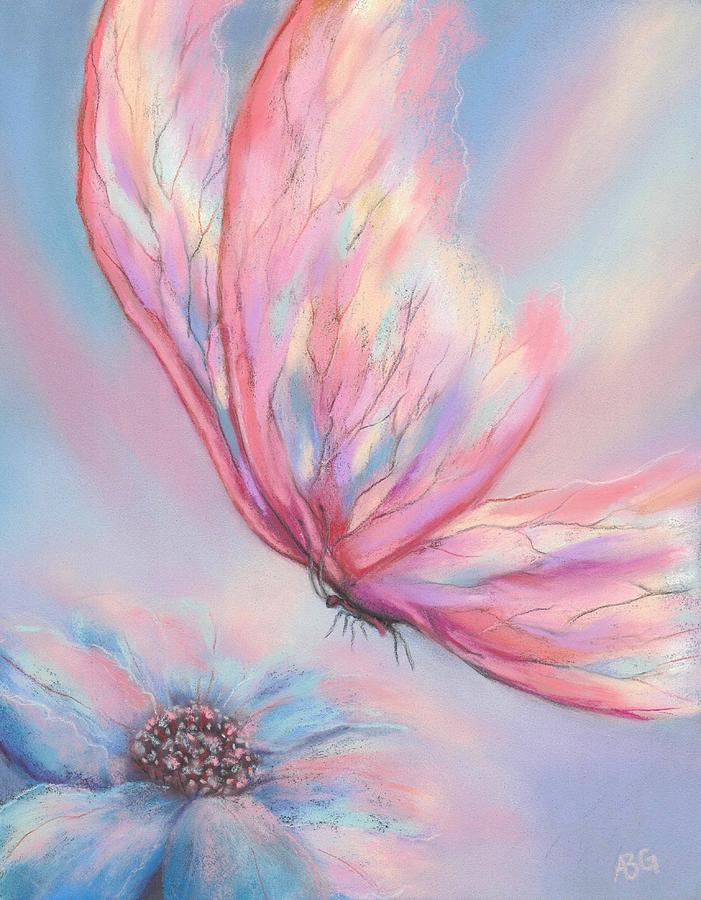 Butterfly Pastel - Whisper of Spring - Butterfly in Soft Pastels by Allison Griffin