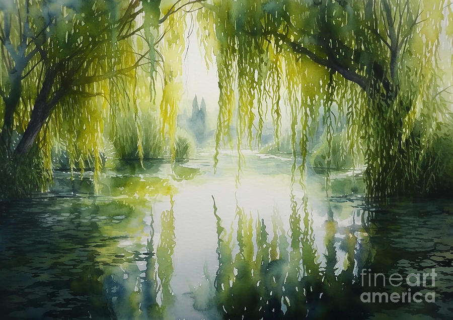 Napa Pond Original Acrylic Painting 9x12, Willow Tree Sonoma California Vineyard, Landscape outlet Wall Art, Tree and Pond Reflection, Mernie