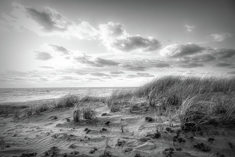 Whispering Wind on the Dunes Black and White Photograph by Debra and Dave Vanderlaan