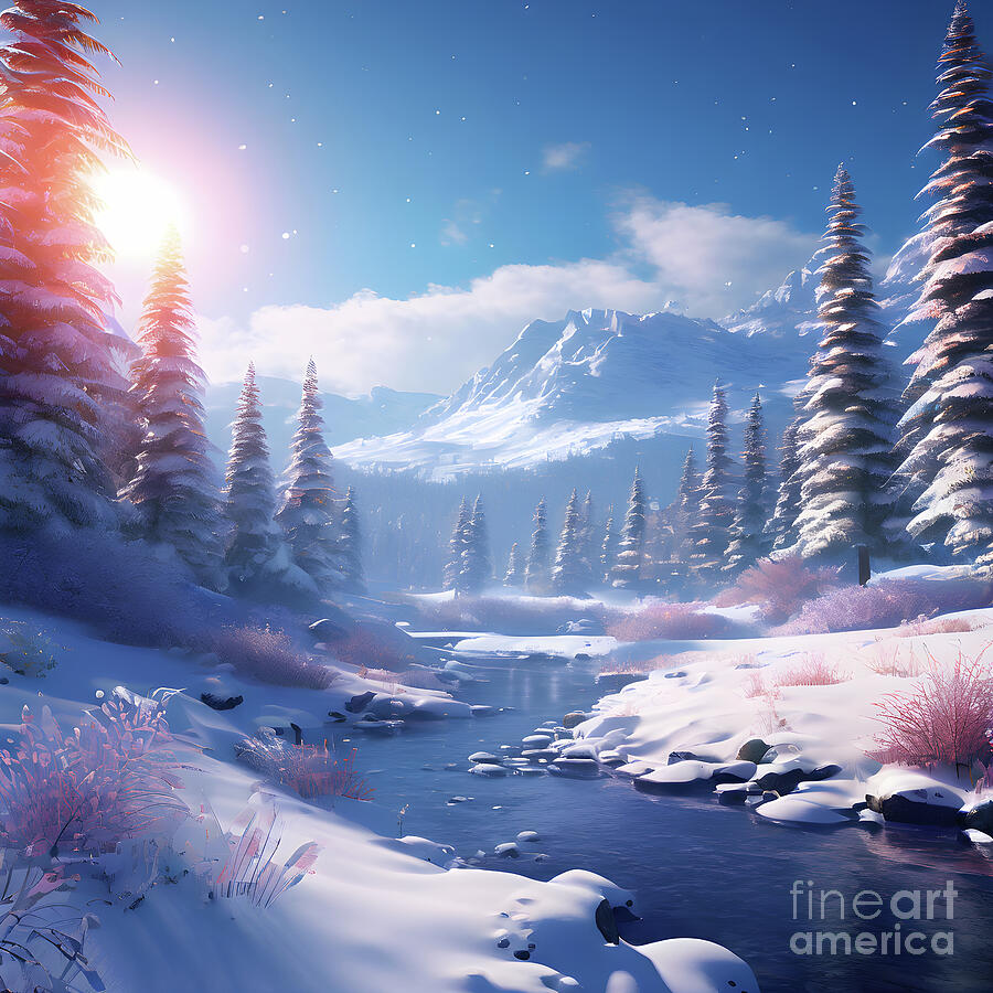 Winter Digital Art - Whispering winter woods by Sen Tinel