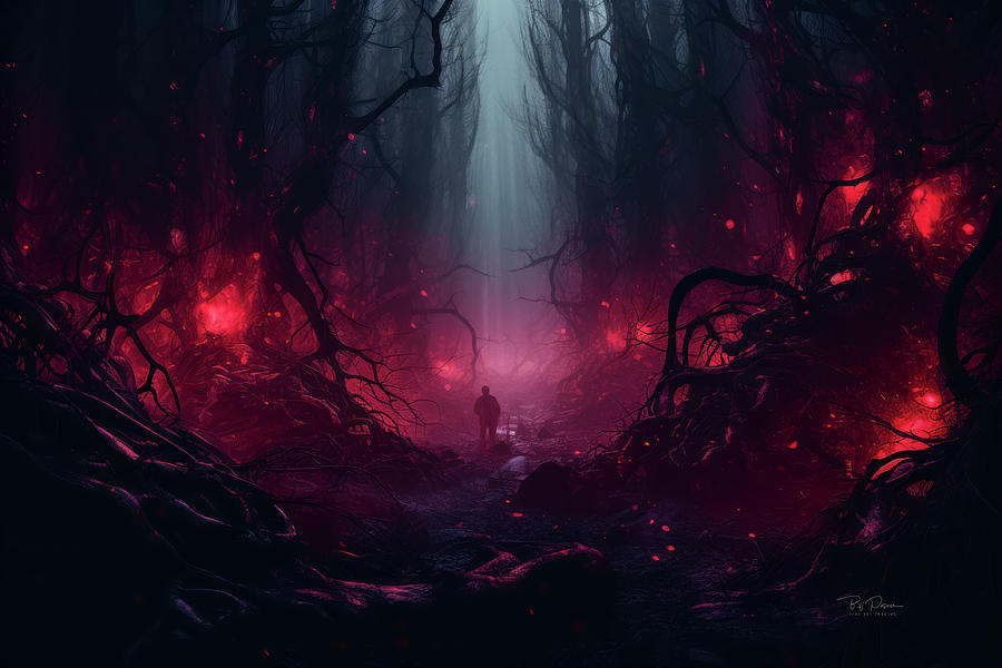 Whispers of the Crimson Forest Digital Art by Bill Posner