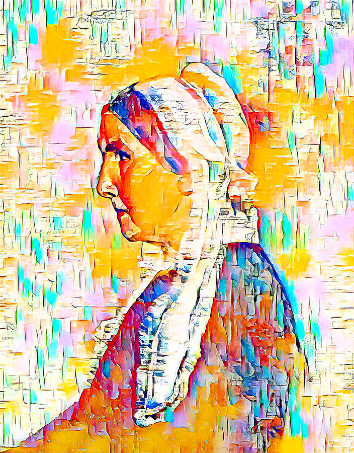 Whistlers Mother by James Abbott McNeill Whistler - colorful palette knife oil texture close-up  Digital Art by Nicko Prints