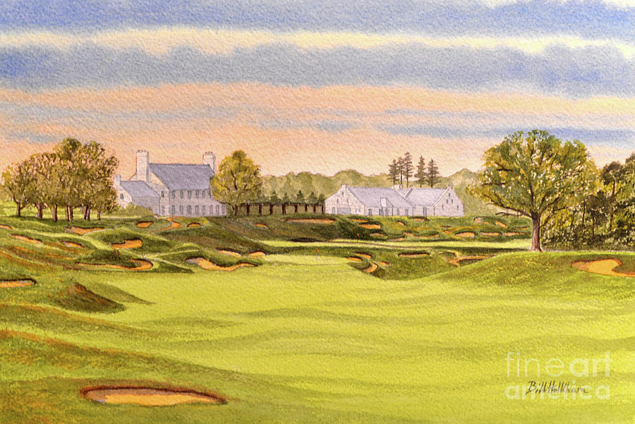 Lake Michigan Painting - Whistling Straits Golf Course 9th And 18th by Bill Holkham