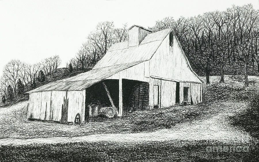 Whit Barn on Bluff Road Drawing by Garry McMichael
