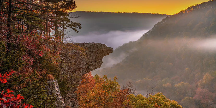 Whitaker Point Sunrise Panorama at Hawksbill Crag Photograph by Gregory Ballos