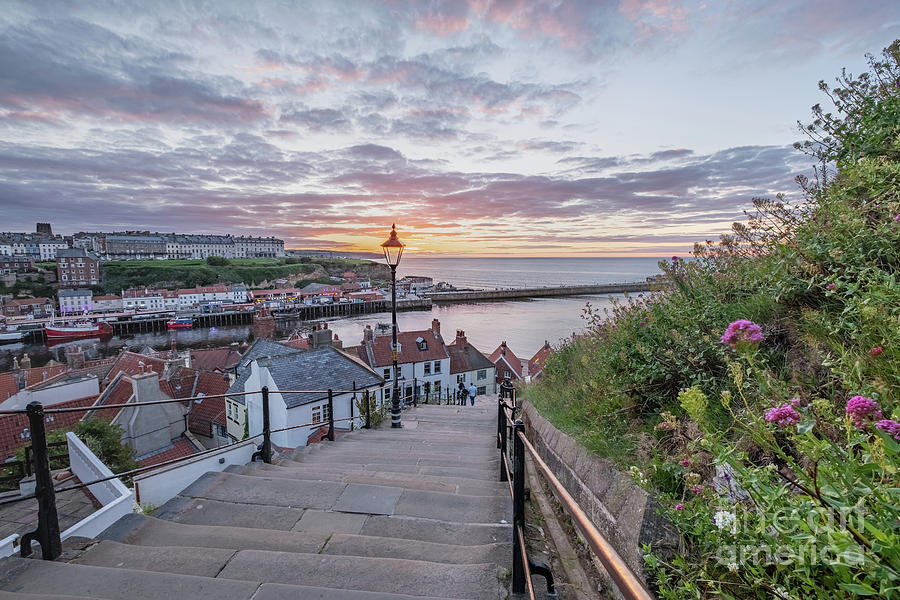 Whitby 199 steps, Summer Sunset Photograph by Martin Williams