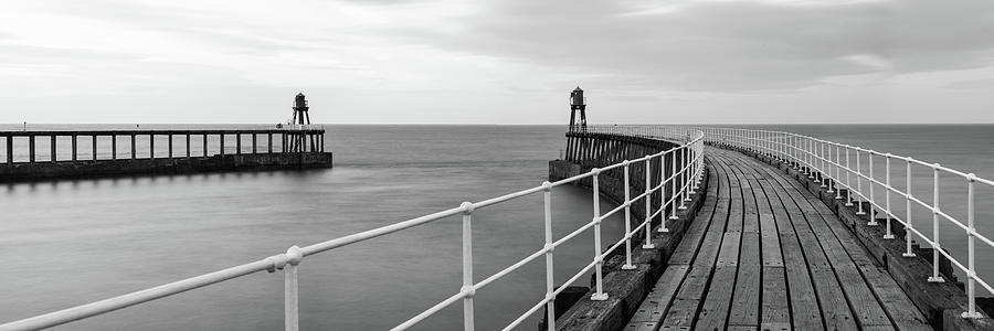 Whitby harbour Pier Black and white Yorkshire coast England.jpg Photograph by Sonny Ryse