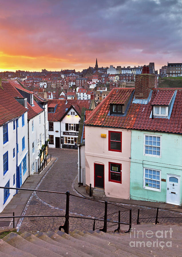 Whitby town at sunset, Yorkshire, England Photograph by Neale And Judith Clark