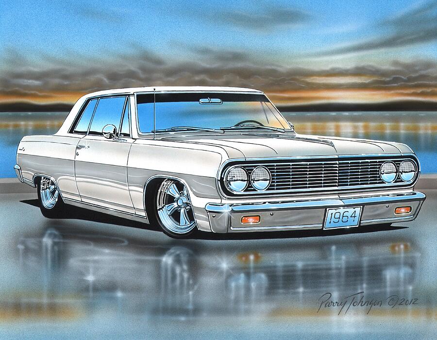 White 64 Chevelle SS Hardtop Painting by Parry Johnson - Fine Art America