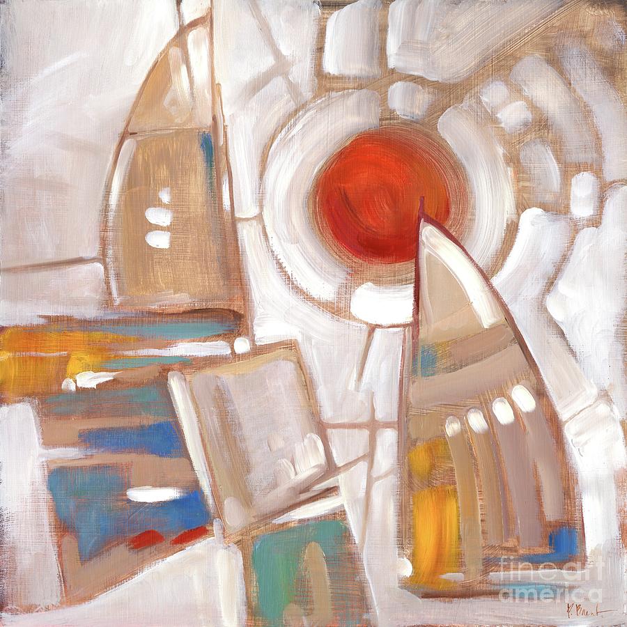 Abstract Painting - White Abstract Boat by Paul Brent