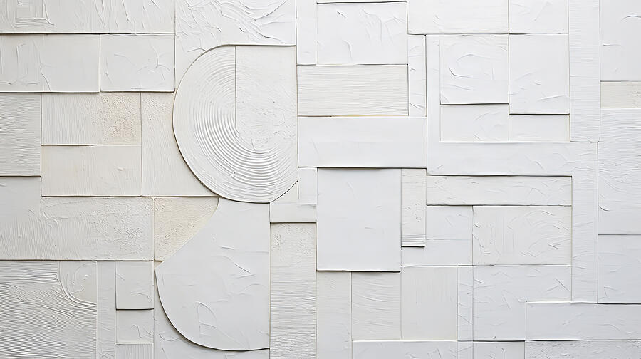 White and Beige Abstract Painting by Lourry Legarde