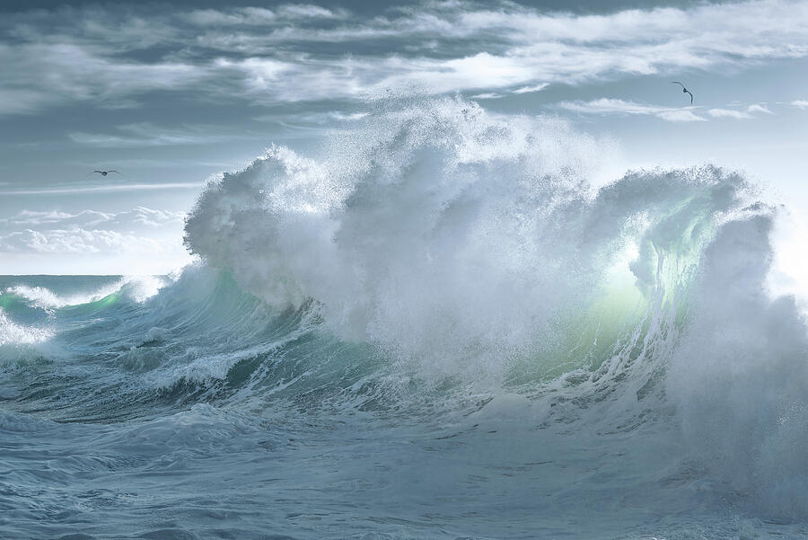 White and blue - Rough sea 193 Photograph by Giovanni Allievi