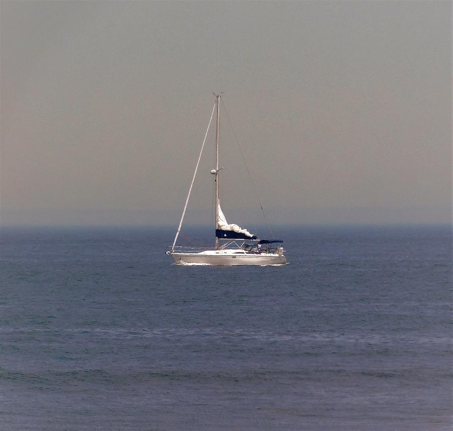 - White and Blue Ship Photograph by THERESA Nye