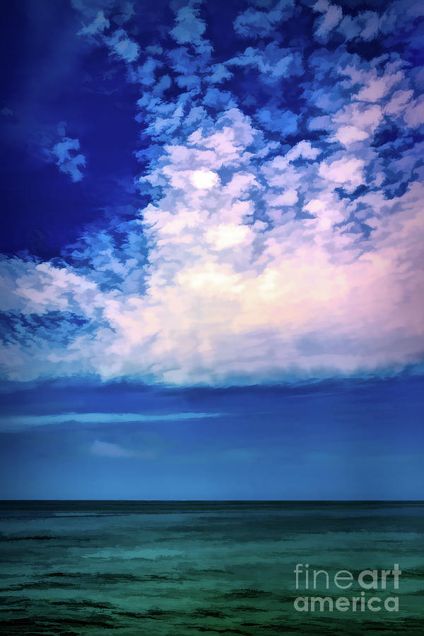 White and Pink Clouds Over the Ocean Photograph by Roslyn Wilkins