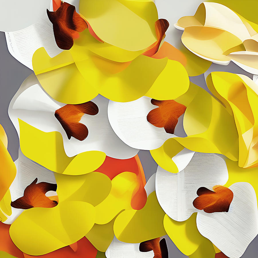 White And Yellow Orchids Digital Art