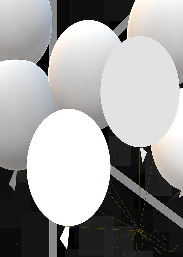 White Balloons Digital Art by Val Arie