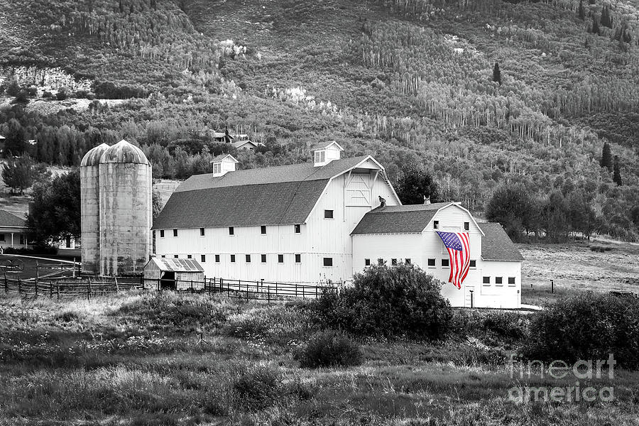 Mc Polin farm, white american barn, Park City, Utah Photograph by Delphimages Photo Creations
