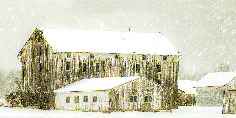 White Barn On A Snowy Winter Day Photograph