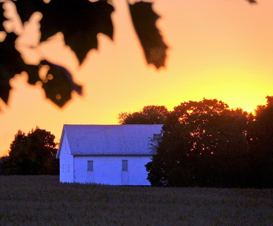 White Barn Sunset Photograph by Joseph Skompski