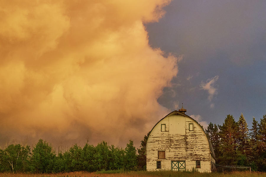 White Barn with Dramatic clouds Photograph by Paul Freidlund