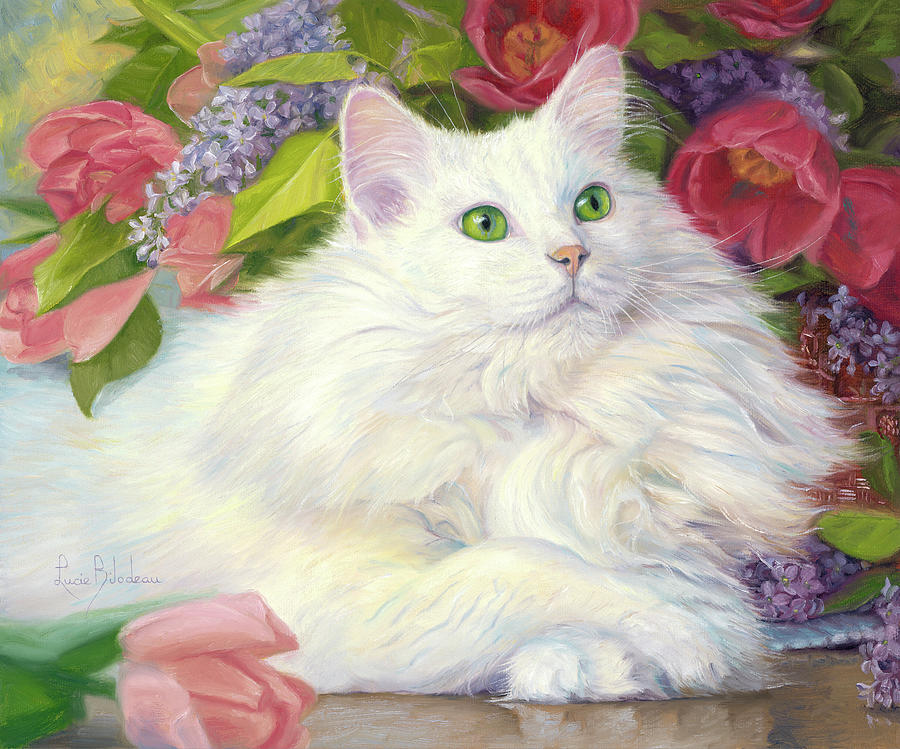 Cat Painting - White Beauty by Lucie Bilodeau