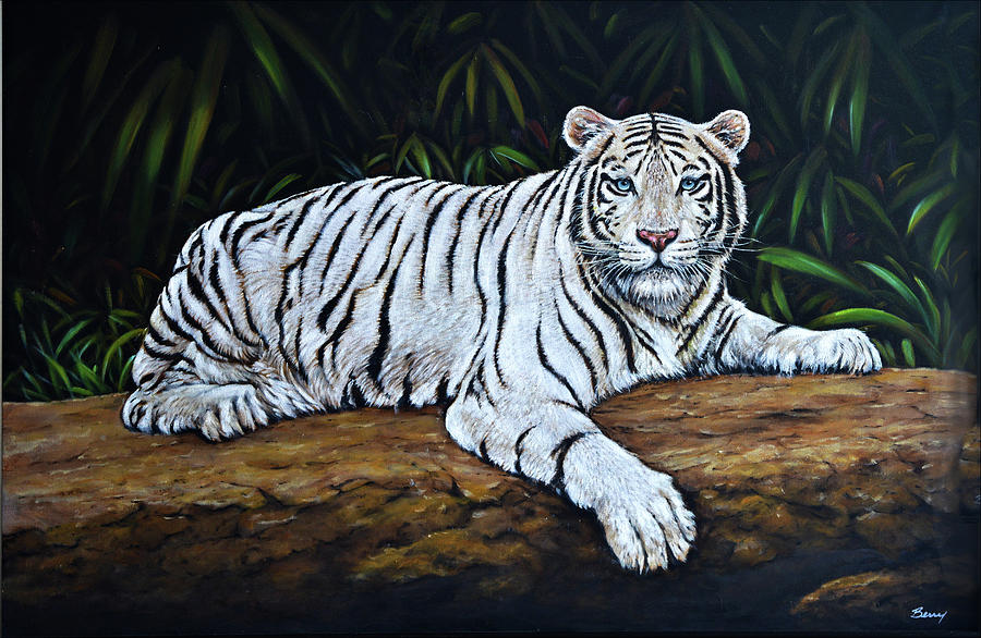 White Bengal Tiger Painting by Charles Berry