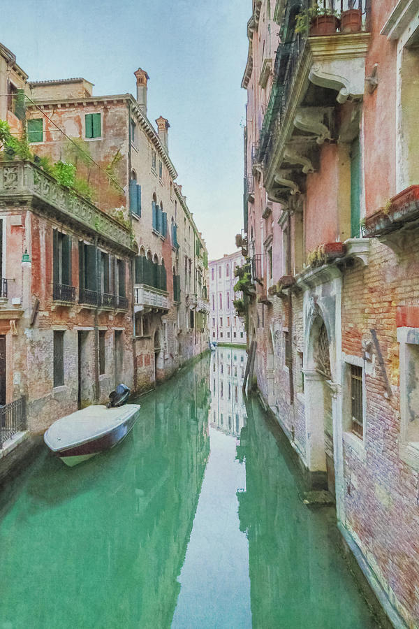 White Boat on a Venetian Canal Photograph by Brooke T Ryan