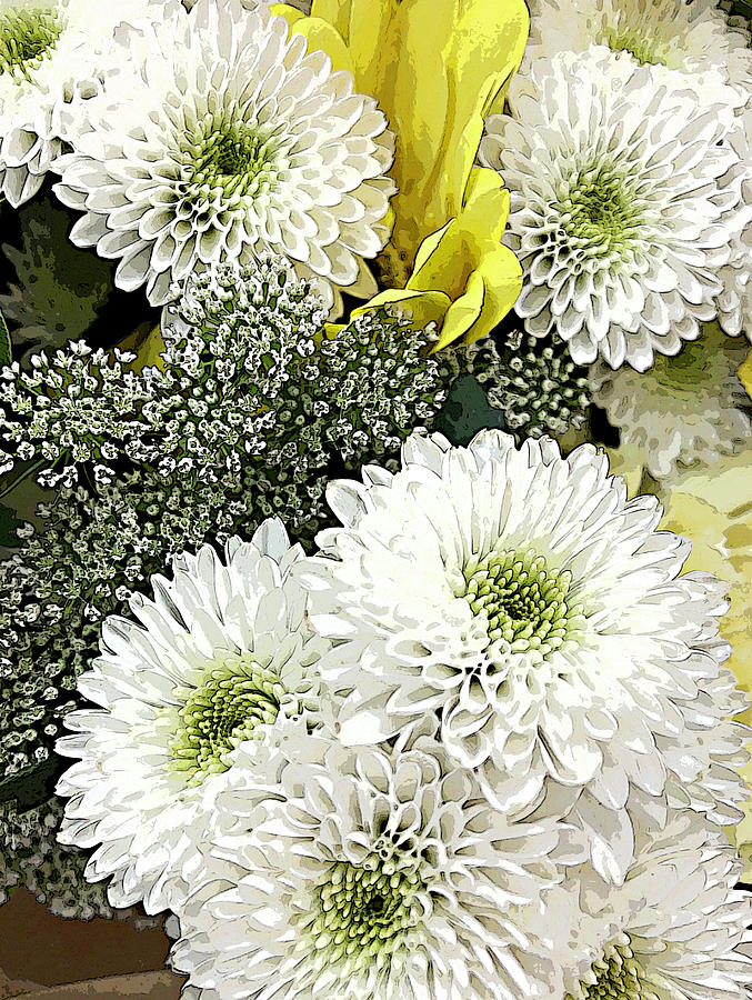 White Bouquet Pop Art Photograph