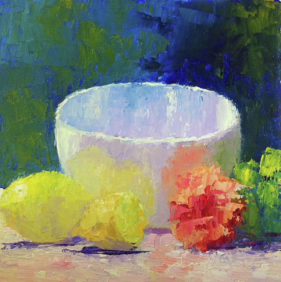 White Bowl Reflections Painting by Terry Chacon