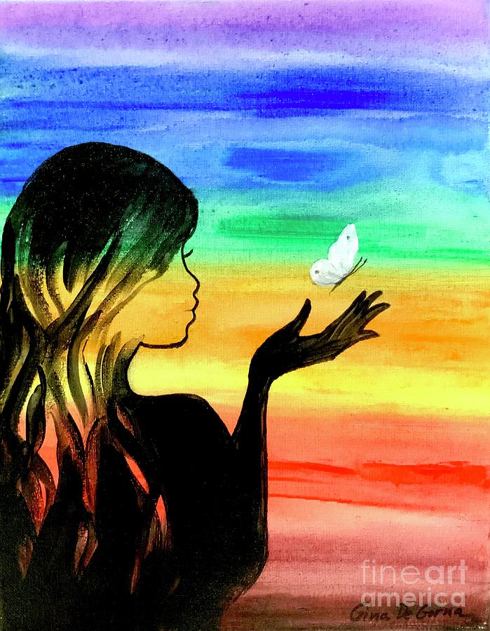 White butterfly Painting by Gina De Gorna