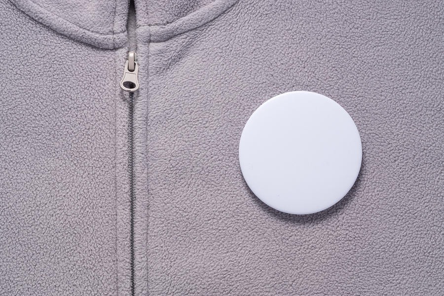 White Button Badge on Gray Cloth Photograph by MirageC