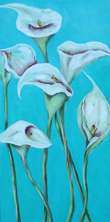 White calla lilies Painting by Tetiana Bielkina