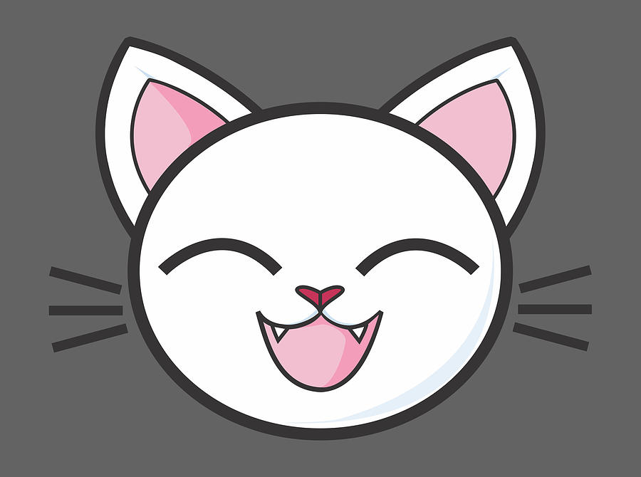 Cat Digital Art - White Cat Kitty Cute Adorable Fun Kids Animal by Jeff Creation