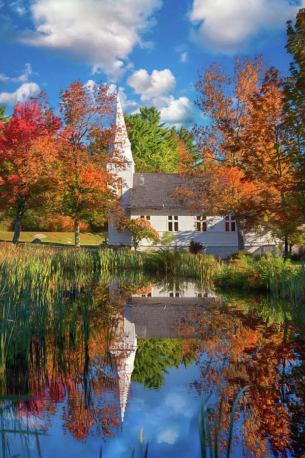 White Chapel in Autumn - White Mountains, NH Photograph by Joann Vitali