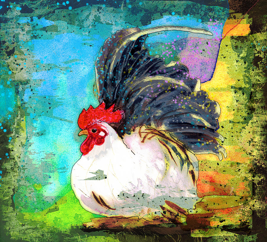 White Chicken Madness Painting