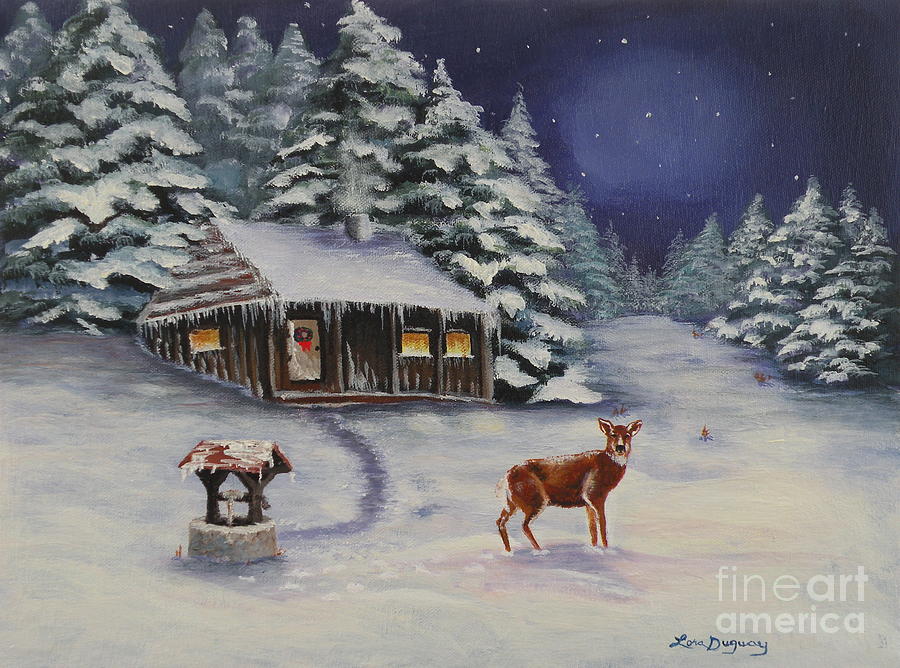 White Christmas Painting by Lora Duguay