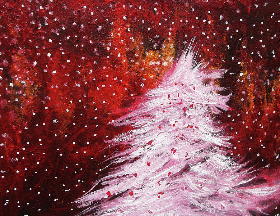White Christmas Tree Painting by Melinda Firestone-White