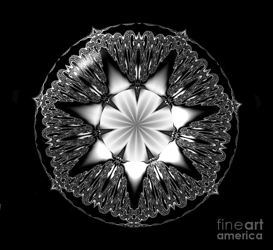 White Clematis Flower Under Glass Fractal Abstract Digital Art by Rose Santuci-Sofranko