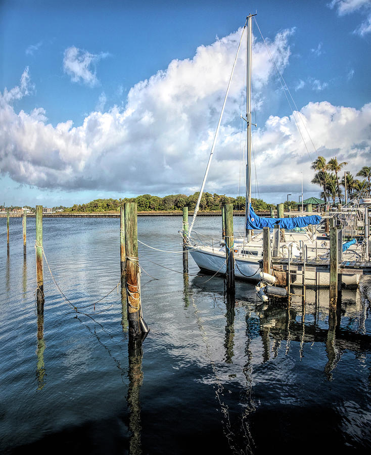 White Clouds and Boats at the Boynton Inlet Marina Photograph by Debra and Dave Vanderlaan