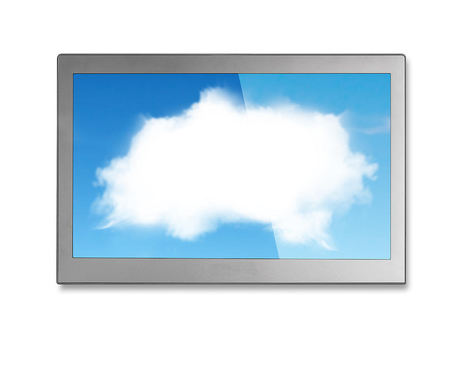 White clouds sky image on wide flat TV screen Photograph by BsWei