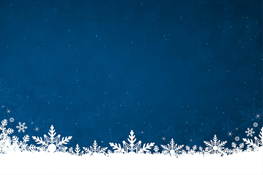 White colored snow and snowflakes at the bottom of a dark blue horizontal Christmas background vector illustration Drawing by Desifoto 