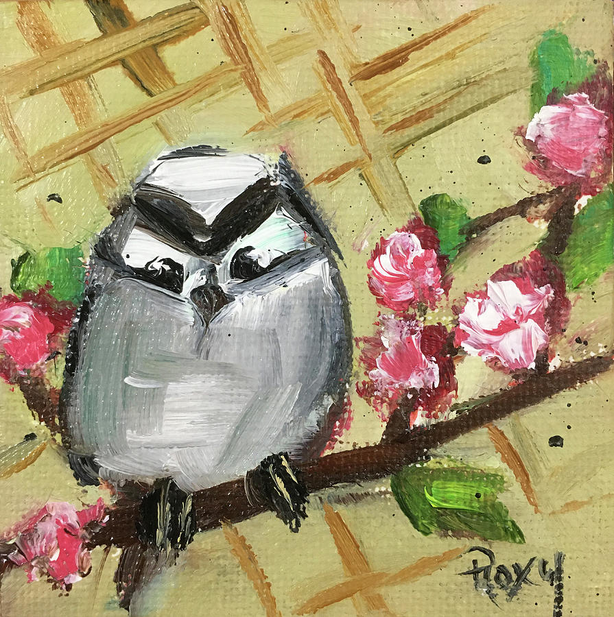 white Crowned Sparrow Painting by Roxy Rich