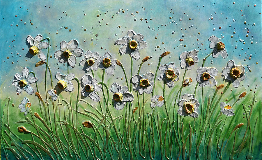 White Daffodils  Painting by Amanda Dagg