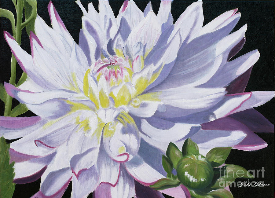 White Dahlia Painting by Julie Peterson - Pixels