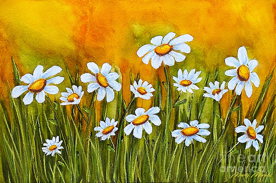 White Daisies V1 Painting by Marty's Royal Art