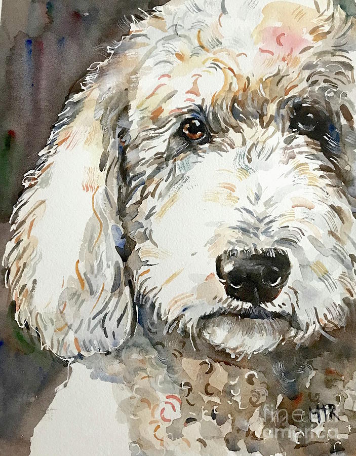 White Dog Painting Painting by Maria Reichert