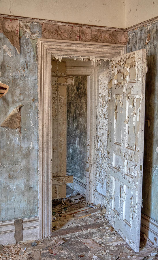 White Door of a Haunted Mansion Photograph by David Letts